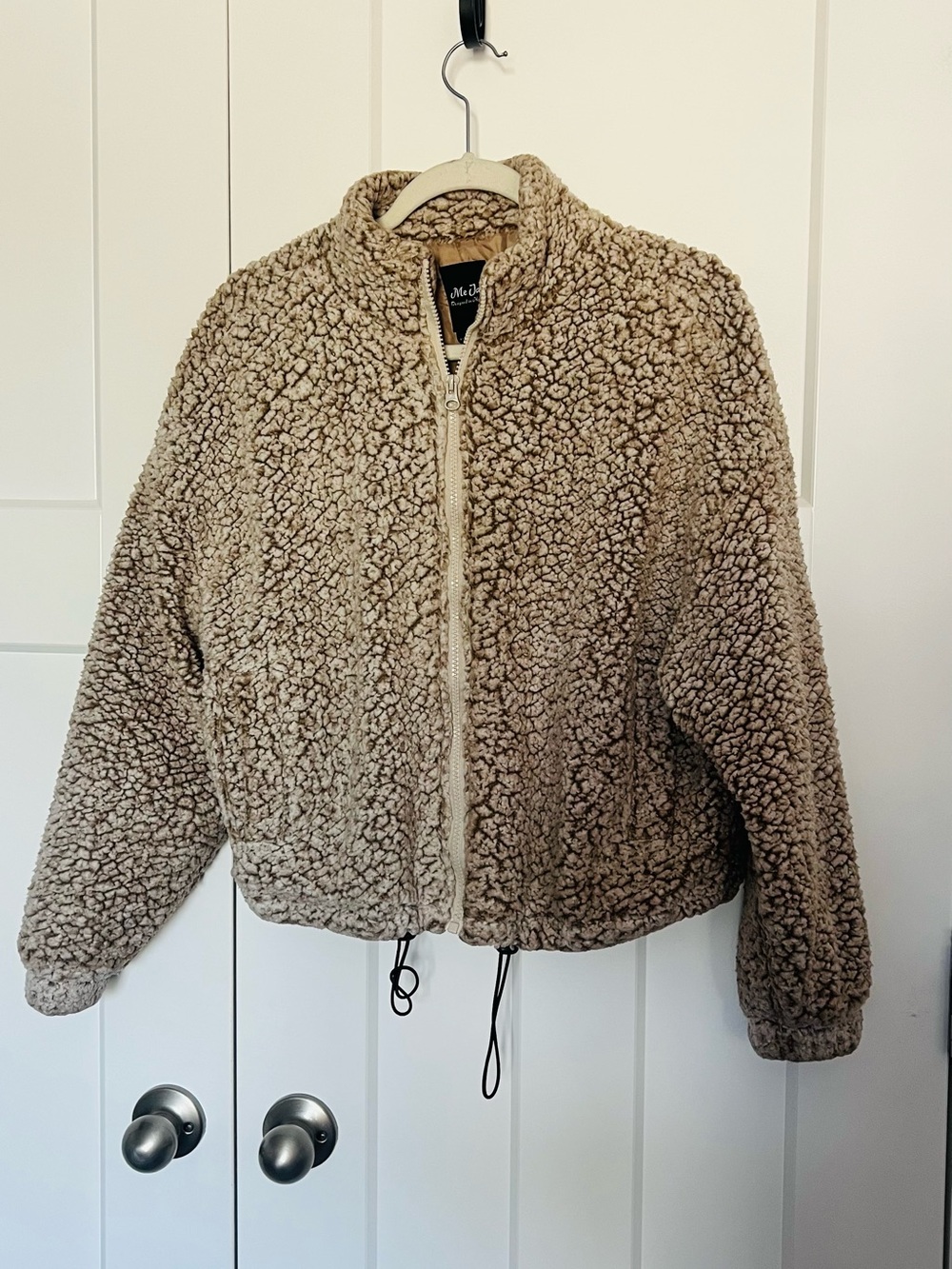 Me Jane Plush Sherpa Zip Jacket in Taupe